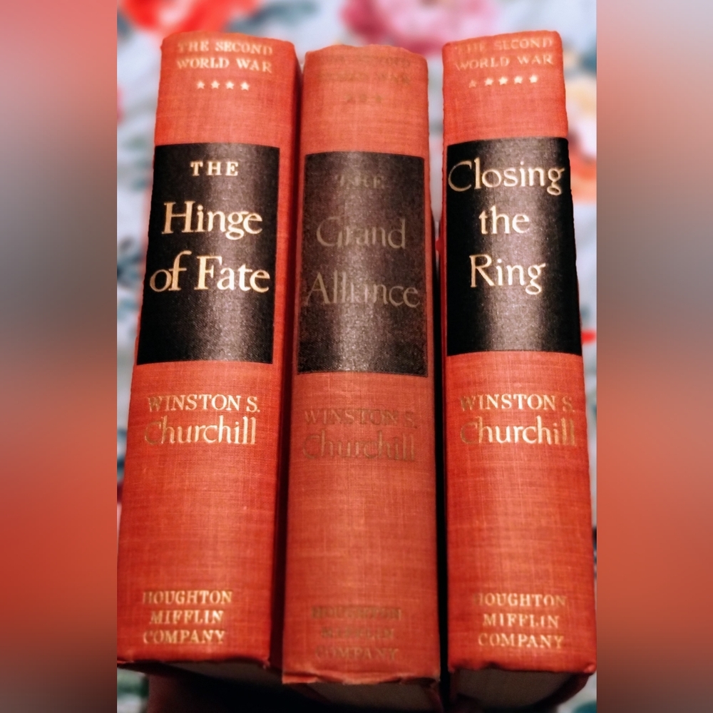 Vintage 1950's volumes 1,4 and 5 of The Second World War by Winston Churchill